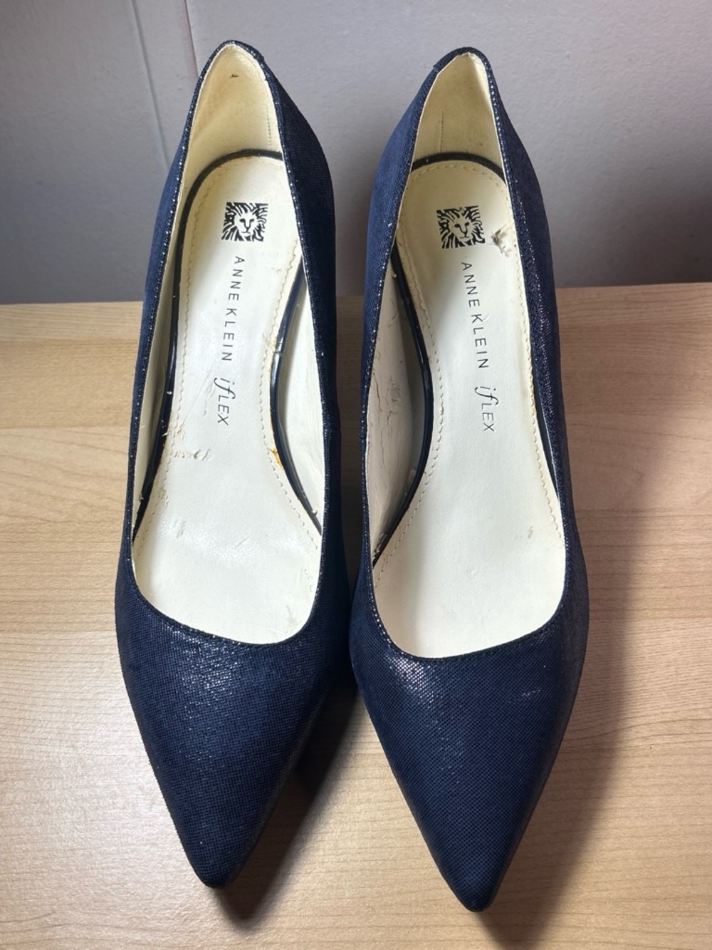 Anne Klein Navy Pointed-Toe Pumps - Sleek Dress Heels 2.75 to 3 inch heel
